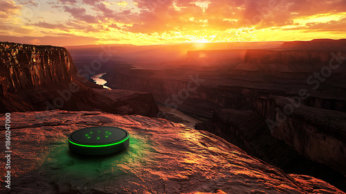 Smart Speaker in Grand Canyon at Sunset.