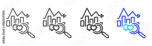 Analytical Thinking icon set collection creative outline style for business with multiple thickness variations suitable for branding design presentation and digital marketing