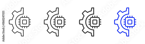 Tech Expertise icon set collection creative outline style for business with multiple thickness variations suitable for branding design presentation and digital marketing