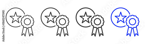 Merit Seal icon set collection creative outline style for business with multiple thickness variations suitable for branding design presentation and digital marketing