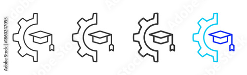 Graduate Edge icon set collection creative outline style for business with multiple thickness variations suitable for branding design presentation and digital marketing