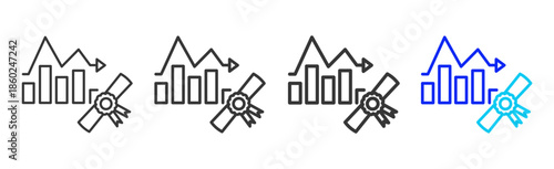 Study Research icon set collection creative outline style for business with multiple thickness variations suitable for branding design presentation and digital marketing