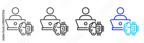 Data Credential icon set collection creative outline style for business with multiple thickness variations suitable for branding design presentation and digital marketing