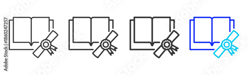 Study Record icon set collection creative outline style for business with multiple thickness variations suitable for branding design presentation and digital marketing