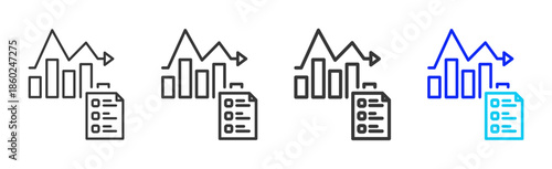 Exam Metrics icon set collection creative outline style for business with multiple thickness variations suitable for branding design presentation and digital marketing