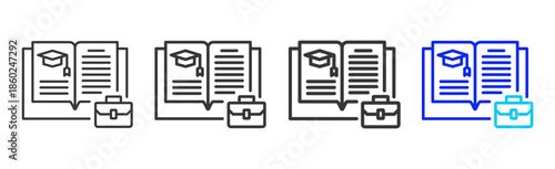Academic Portfolio icon set collection creative outline style for business with multiple thickness variations suitable for branding design presentation and digital marketing