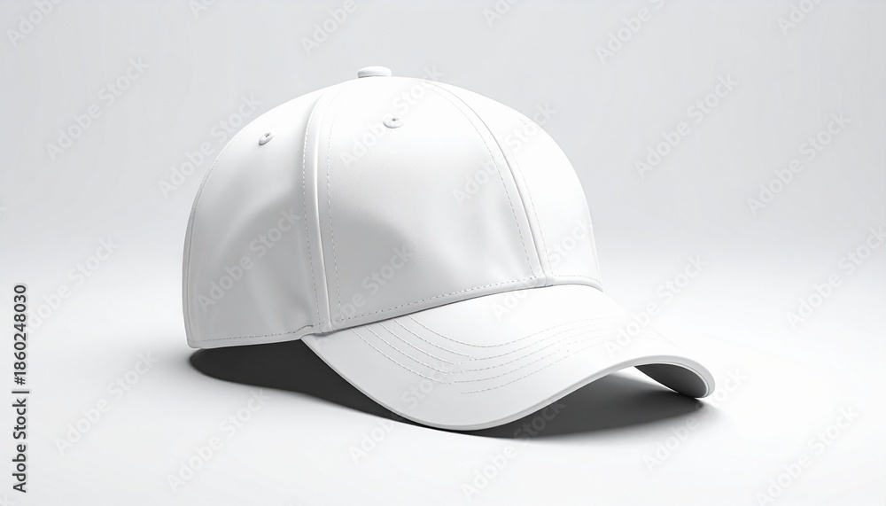 Fototapeta premium White cap placed on a light surface with clear focus and no distractions around during a simple setup