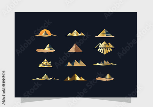 Pyramid logo vector icon set design, Creative Branding Pyramids Logo Concept design