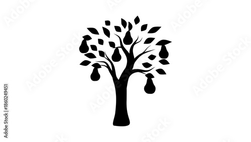 pear tree symbol, black isolated silhouette