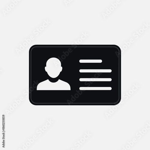 ID Card Icon Vector. Simple ID Badge Sign and Symbol for Security, Access Control, and Personal Identification Systems
