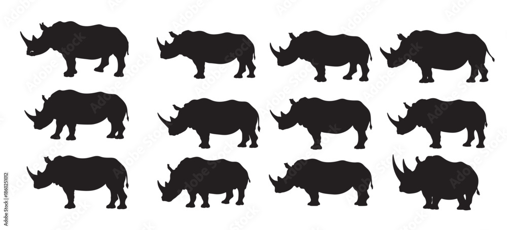 Fototapeta premium rhino silhouette white background 