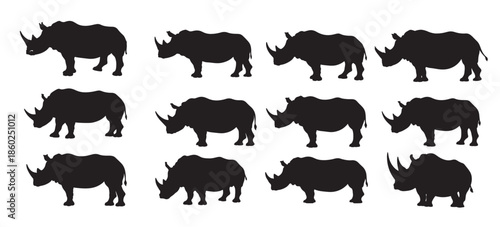  rhino silhouette white background 