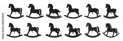 rocking horse silhouette white background