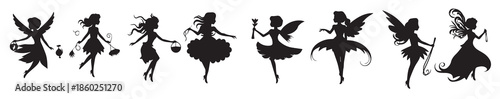  fairy silhouette illustration set pro design