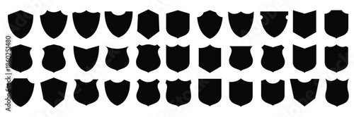 Silver metallic shiny shield vector icon isolated on white background. vector illustration
Badge Shape Vector Template Set