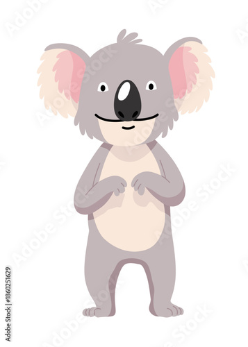 Cute cartoon koala bear isolated on white background