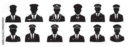 pilots silhouette white background 