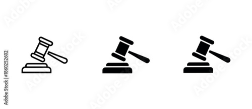 Judge Gavel Icon Vector. Simple Court and Auction Symbol for Law, Justice, Verdict, and Legal Interface Design