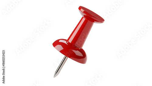 A red pushpin is shown against a black background