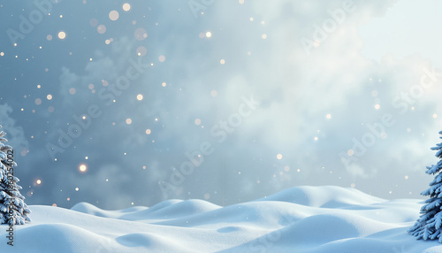 Wallpaper Mural snowy landscape with falling snowflakes and soft white hills under a cloudy sky creating a serene winter atmosphere, with copy space Torontodigital.ca