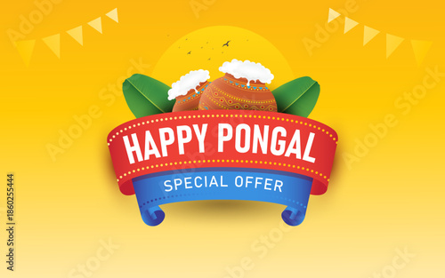 Indian Festival Pongal Banner Background Template Design - Pongal Festival Background Template Design