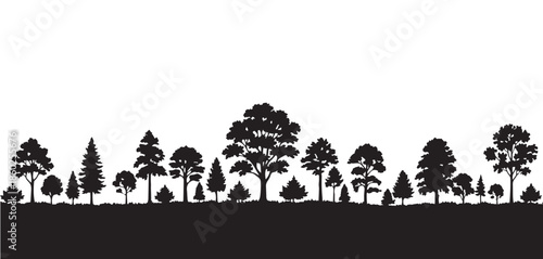 Forest Silhouette Tree Line Pattern Vector Illustration Isolated Nature Design