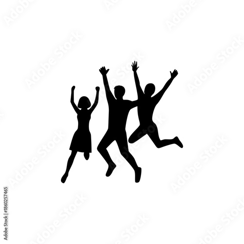 Friends Jumping Together in Celebration of Joyful Moments Vector illustration
