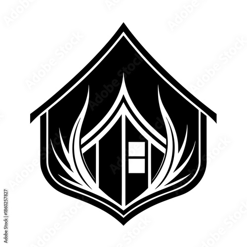 Luxury Interior Design Logo Featuring Refined Abstract Elegant Form Vector illustration