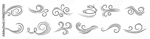doodle wind motion set of abstract swirls