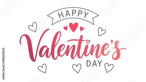 Elegant and heartfelt 'Happy Valentine's Day' decorative script with charming hearts, perfect for romantic greetings and loving celebrations