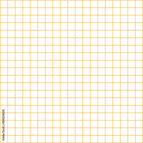 Seamless yellow grid on white background, resembling classic graph paper. Ideal for math, design, or school themed visuals. Vector background