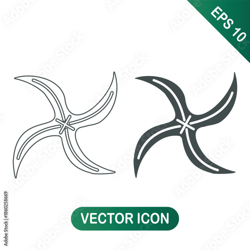 Shuriken Ninja Star Icon Set Outline and Filled Weapon Symbol