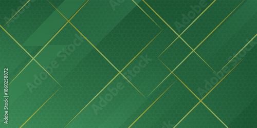 Printbanner background. full color, green gradations and gold lines eps 10