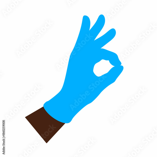 illustration of a hand wearing a medical glove with an okay gesture