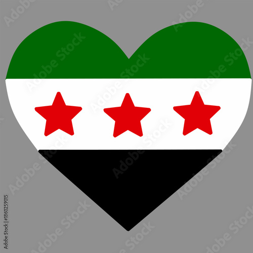 Illustration of the Syrian Heart-Shaped Flag, an Icon of Syrian Pride