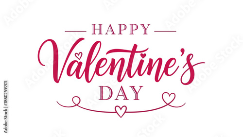 Charming Valentine's Day hand-drawn script lettering with elegant heart ornaments, perfect for romantic cards, banners, and festive holiday designs