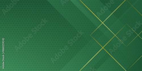 Printbanner background. full color, green gradations and gold lines eps 10