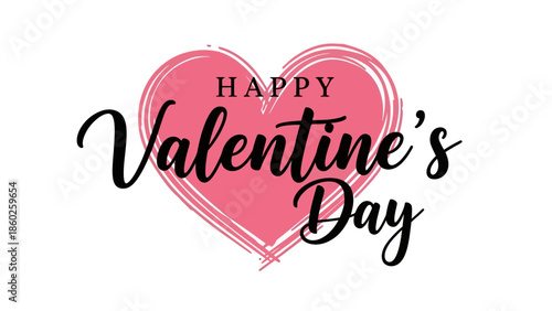 Charming Valentine's Day message featuring a textured pink heart and elegant script typography, celebrating love and romance for festive greetings and holiday cards