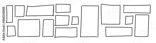 hand drawn frame featuring square doodle and rectangle