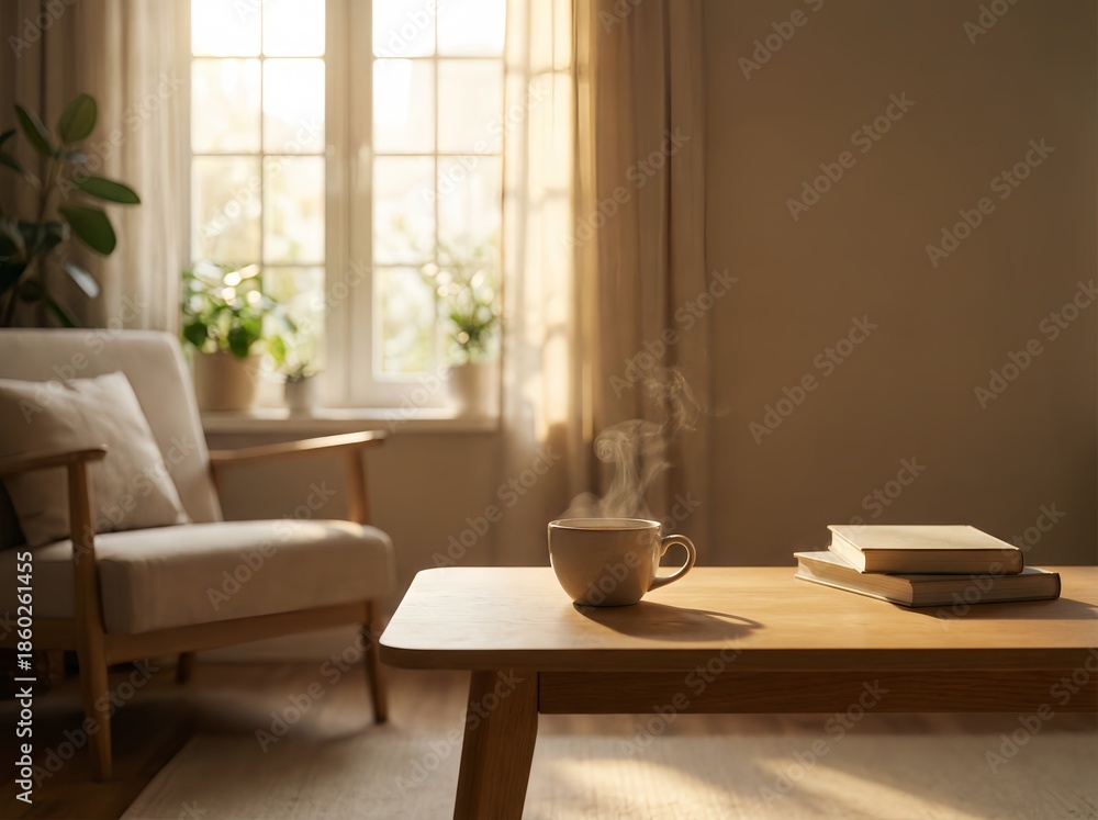Fototapeta premium Calm Morning Lifestyle With Soft Natural Light And Cozy Interior