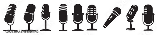 microphones silhouette white background