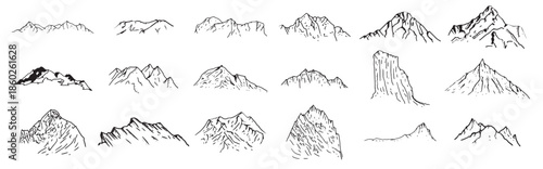 Mountains Illustrations in Art Ink Style