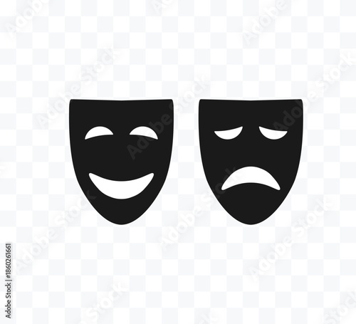 Theater mask icon. Vector illustration, flat design.