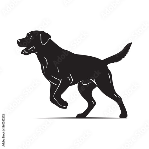 Black Labrador Silhouette Vector Illustration Isolated Running Dog Design