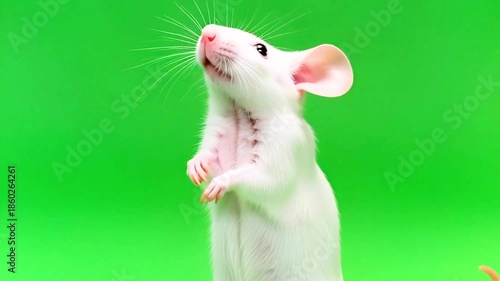 white rat on a green background, rat video animal life , mouse wildlife videos