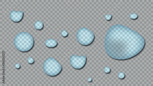 Water droplets on a grey surface