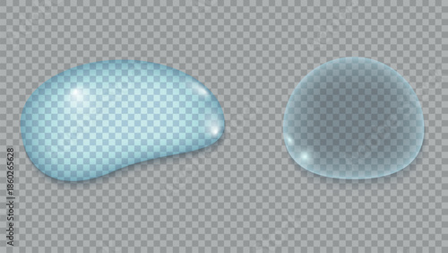 Two irregularly shaped translucent objects on a grey background