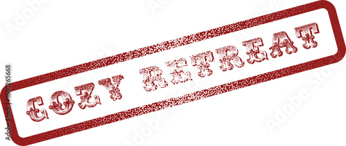 Cozy Retreat Distressed Rubber Stamp Text for Relaxation and Wellness Marketing Materials