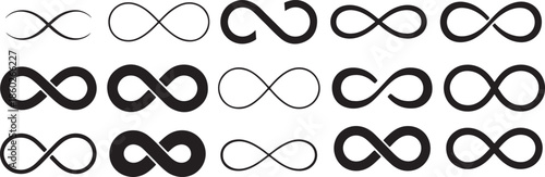 fifteen variations of black infinity symbols graphic 