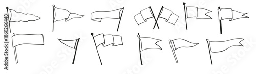 hand drawn flags monochrome labels wanderlust style pennants